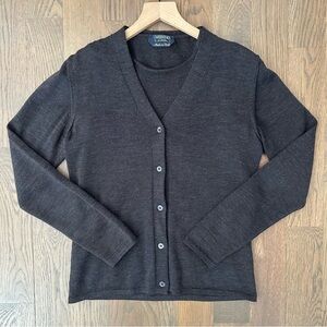 Max Mara 100% Merino Wool Twinset Shell and Cardigan Set in Charcoal Grey Medium